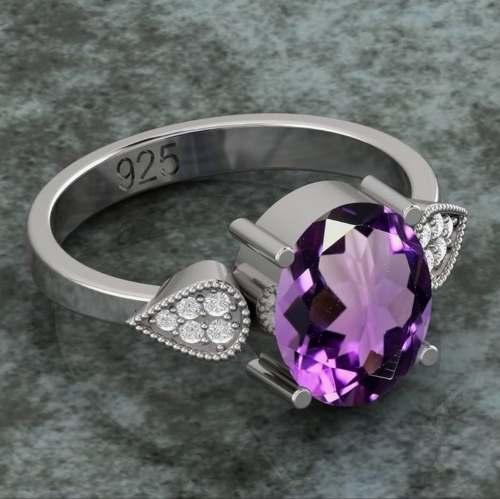 NiB sterling silver 925 ring Amethyst
